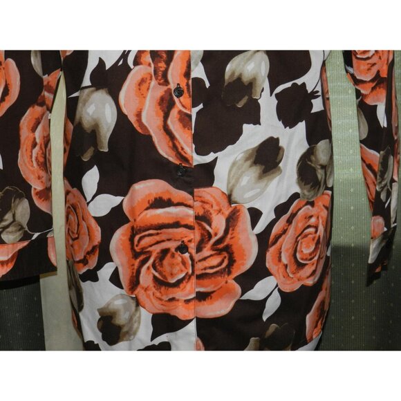 Roaman's 22W floral cotton blend buttoned top long sleeves plus size women's - Picture 5 of 7